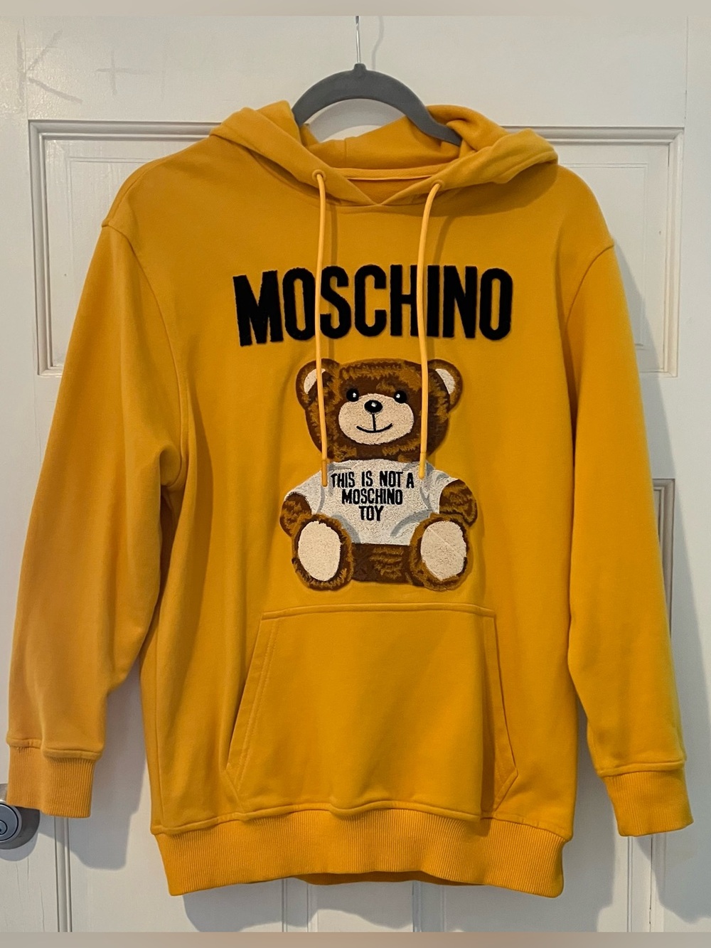 Moschino Mustard Yellow Teddy Patch Hoodie